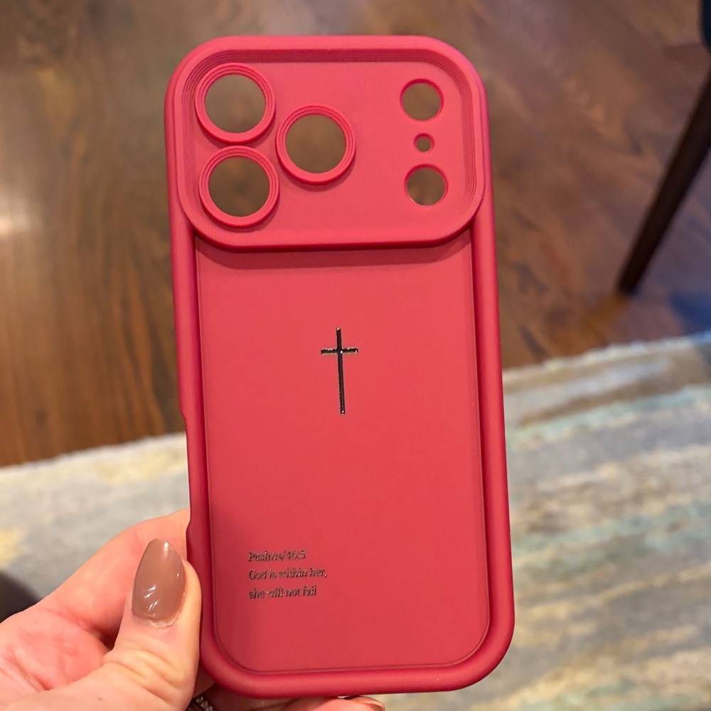 Burgundy Phone Case with Cross Design